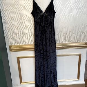 Floor length Free people velvet elegant navy blue dress